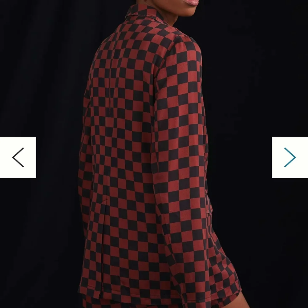 Maeve by Anthropologie Checked Button-Front Blazer – Copper & Black Size 4 - Picture 2 of 5